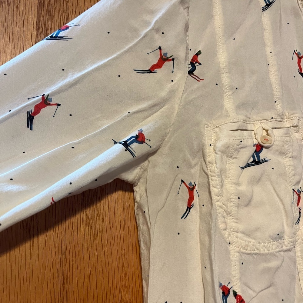 Maeve White Shirt with Red and Blue Skiers - Picture 5 of 15